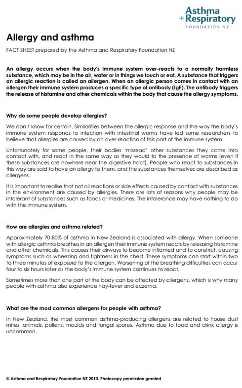 allergy and asthma fact sheet
