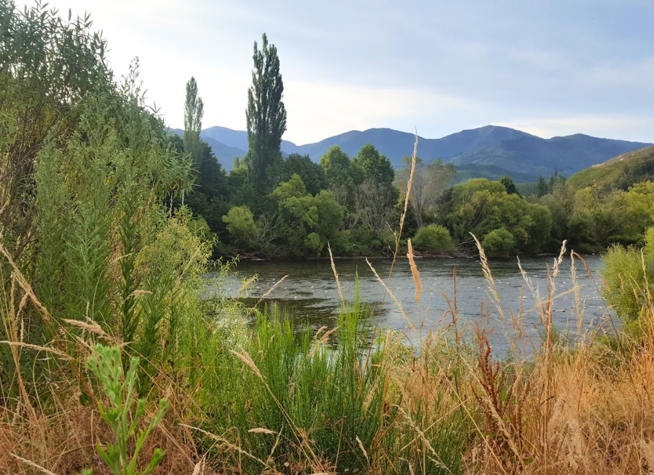 Motueka river and hills Aotearoa New Zealand