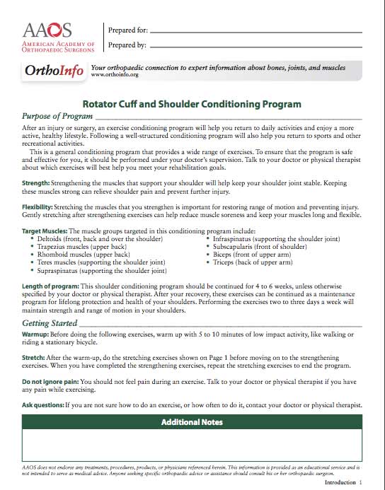 rotator cuff shoulder conditioning program aaos