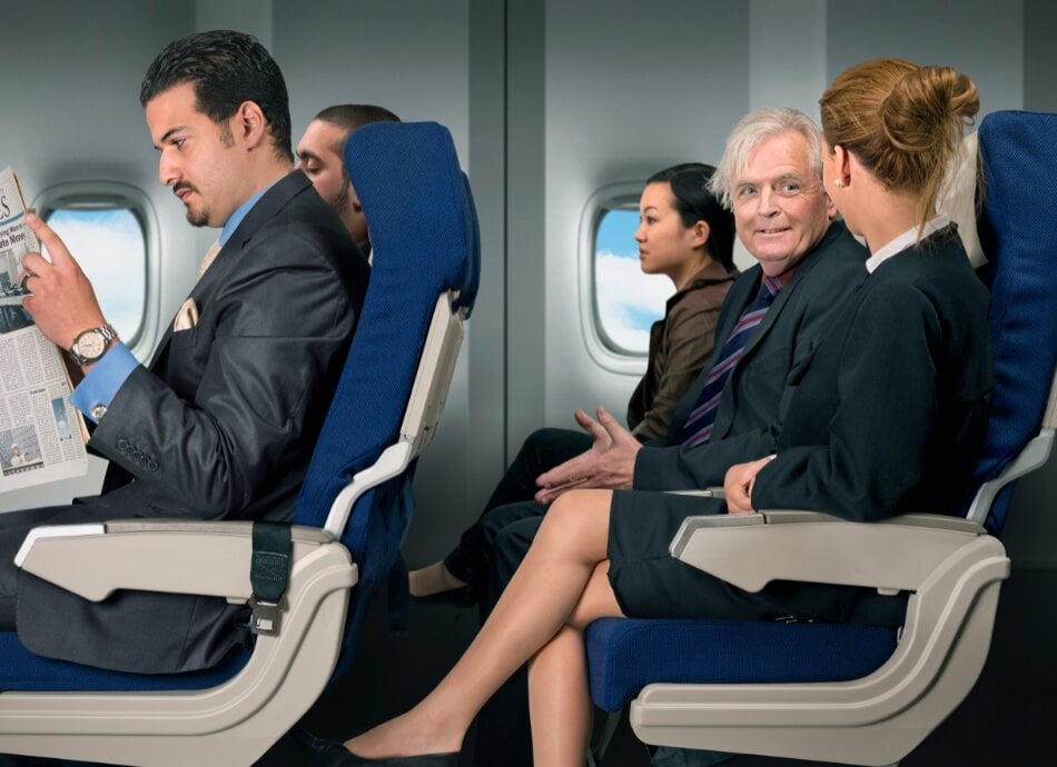 Travellers on a plane